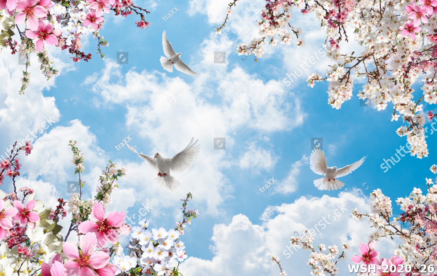 Dán trần trời xanh và hoa WSH-2020_26